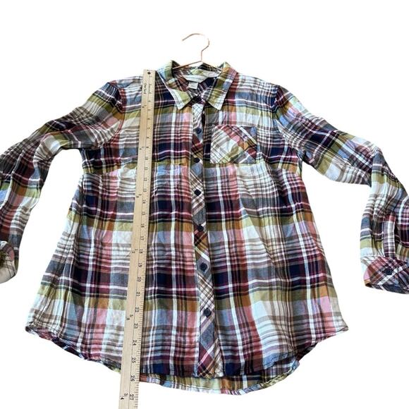 Christopher & Banks button up Plaid Multi Color blouse top size medium - Picture 5 of 7